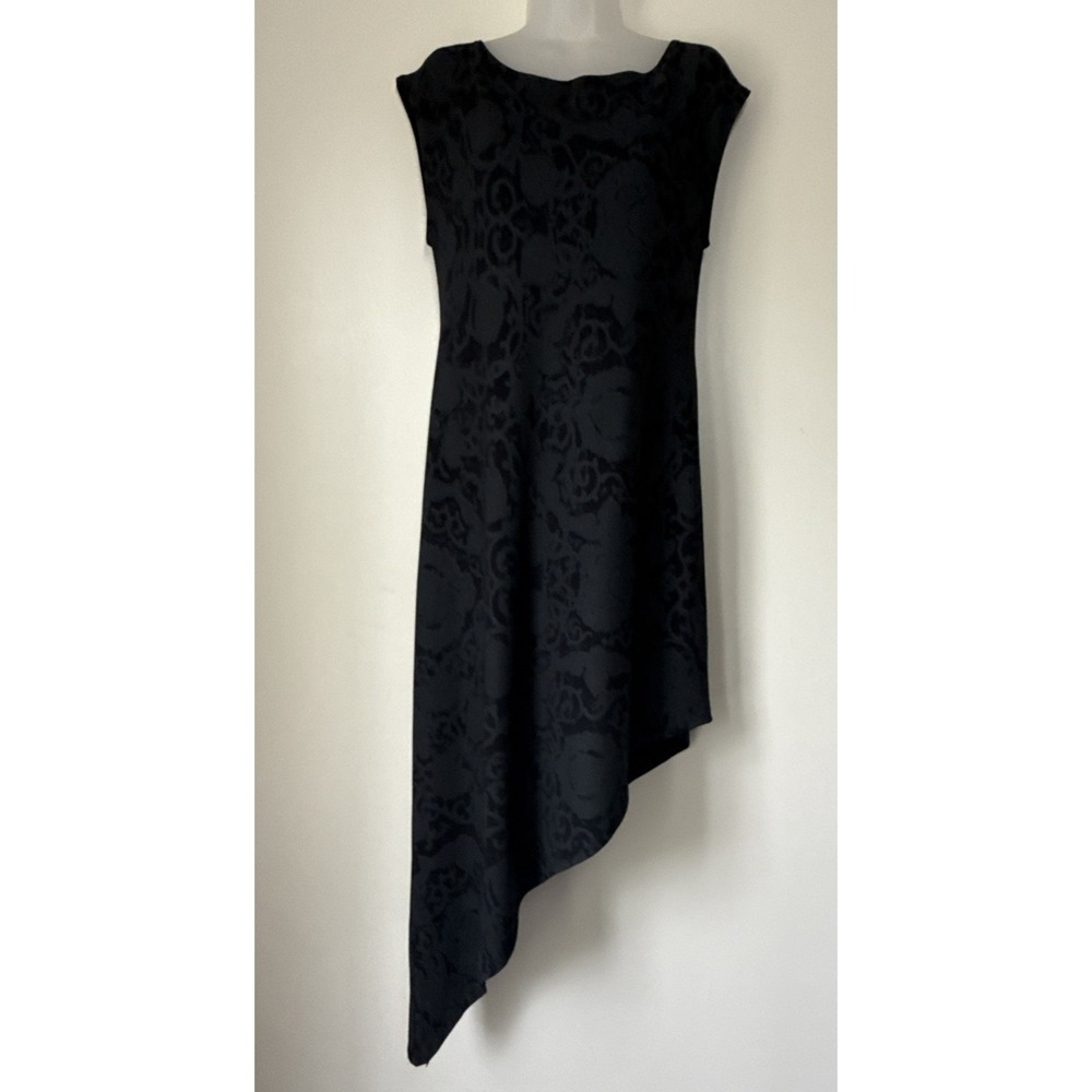 Bryn‎ Walker Asymmetrical Damask Tunic Dress Minimalist Artsy Size S Black Fairy